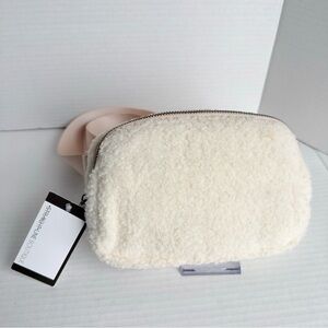 Straight Line Boutique Sherpa Belt Bag Cream Blush Adjustable Strap NWT